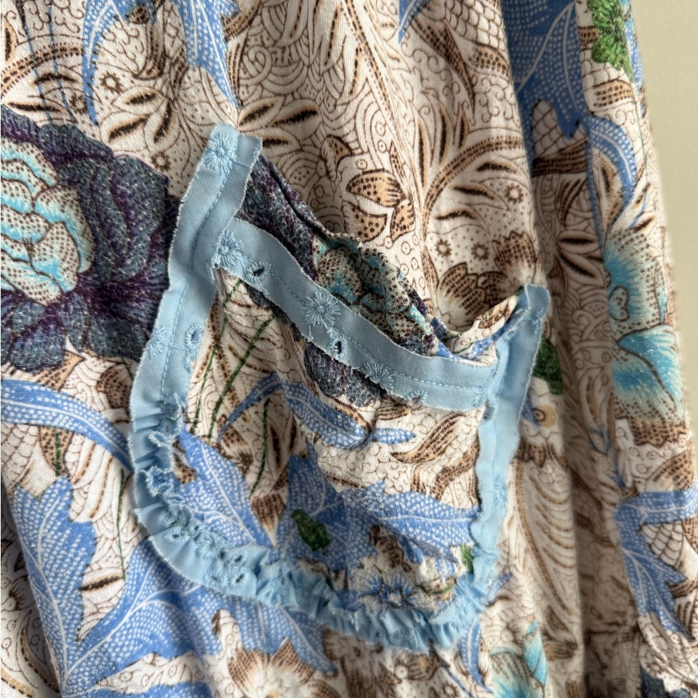 Free People Y2K Boho Floral Sleeveless Tunic Dress - Light Blue - Size Medium - Picture 7 of 16